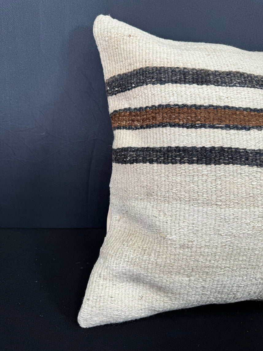 Turkish Hemp Pillow Cushion Natural Beige Black Cushion Cover 20x20 #30664