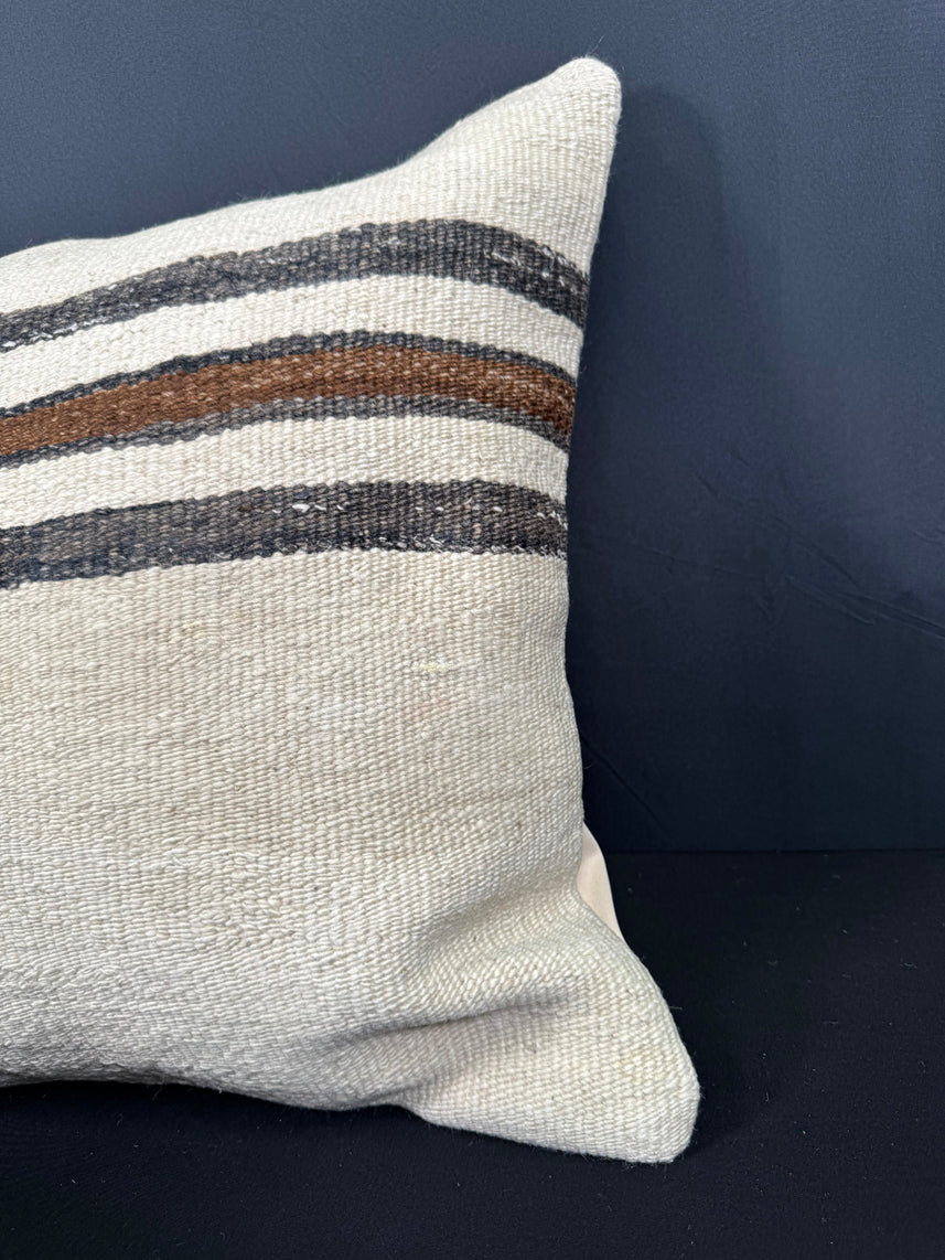 Turkish Hemp Pillow Cushion Natural Beige Black Cushion Cover 20x20 #30664
