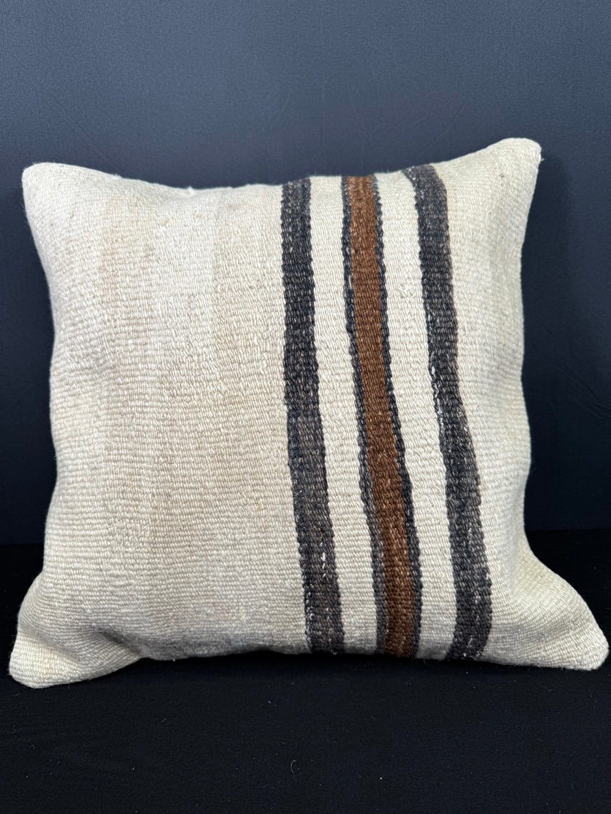 Turkish Hemp Pillow Cushion Natural Beige Black Cushion Cover 20x20 #30664