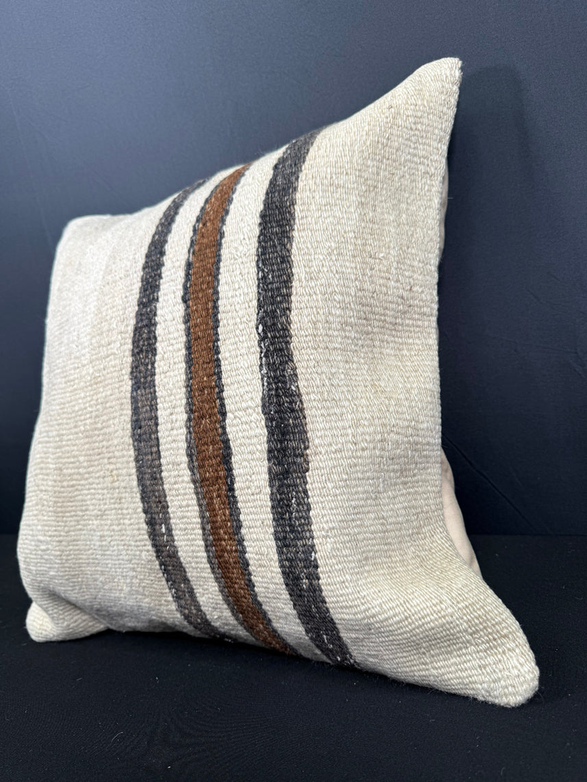Turkish Hemp Pillow Cushion Natural Beige Black Cushion Cover 20x20 #30664