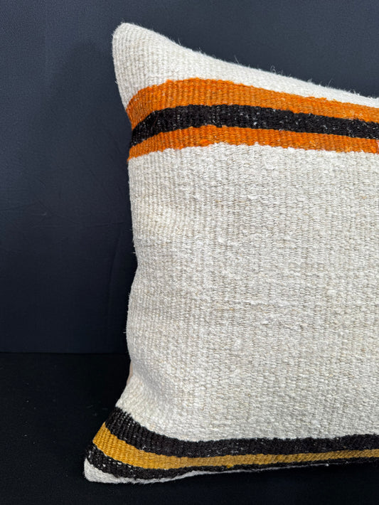 Turkish Hemp Pillow Cushion Natural Beige Black Cushion Cover 20x20 #30535