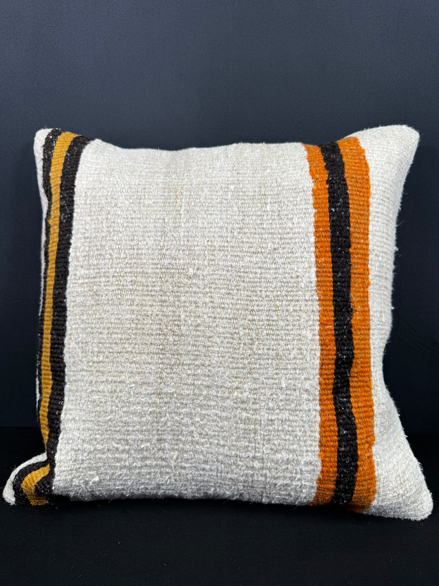 Turkish Hemp Pillow Cushion Natural Beige Black Cushion Cover 20x20 #30535