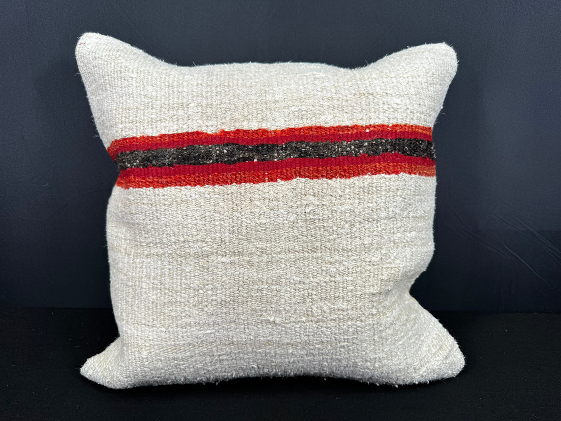 Turkish Hemp Pillow Cushion Natural Beige Red Cushion Cover 20x20 #30584