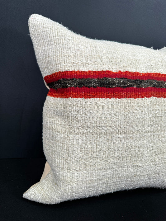 Turkish Hemp Pillow Cushion Natural Beige Red Cushion Cover 20x20 #30584