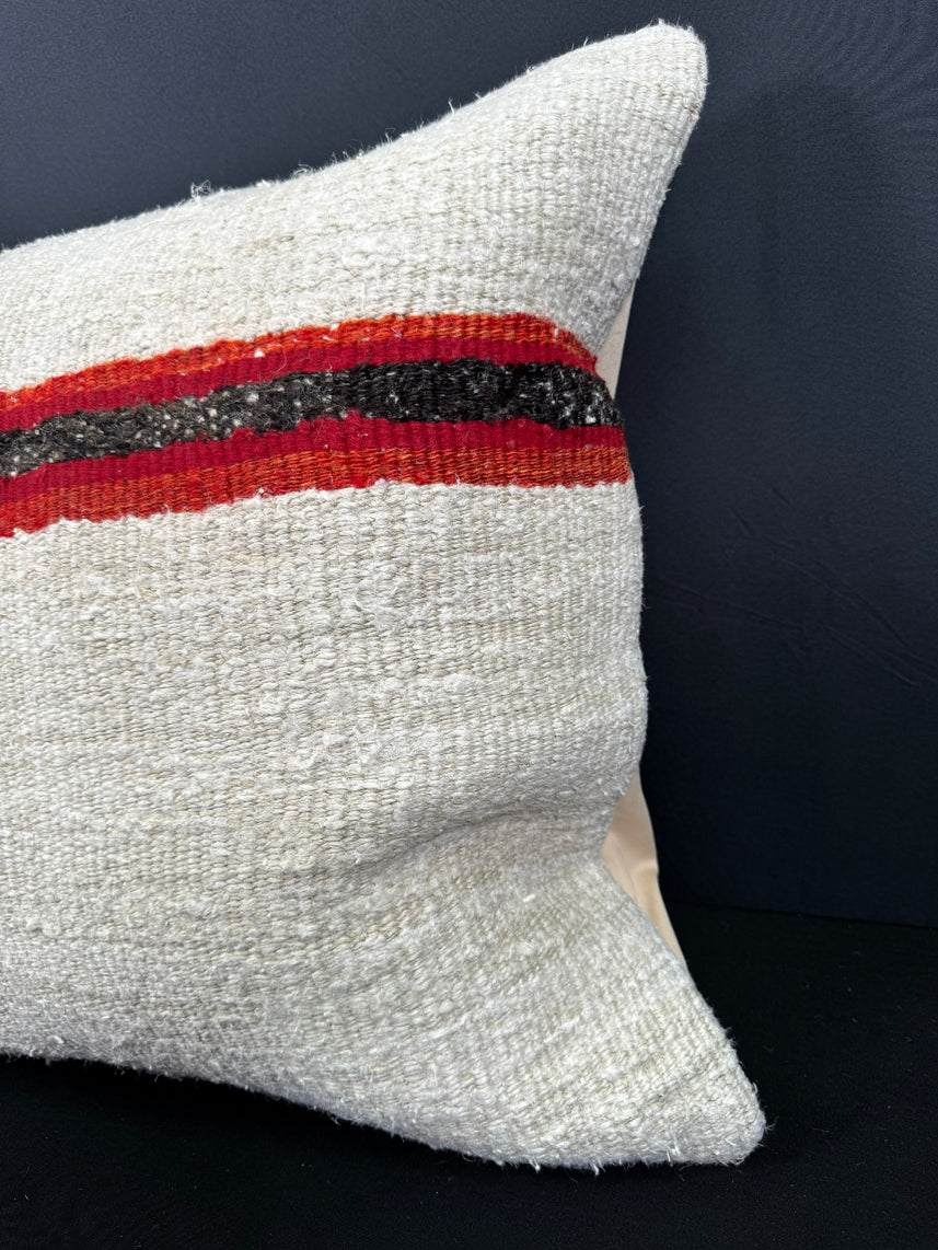 Turkish Hemp Pillow Cushion Natural Beige Red Cushion Cover 20x20 #30584