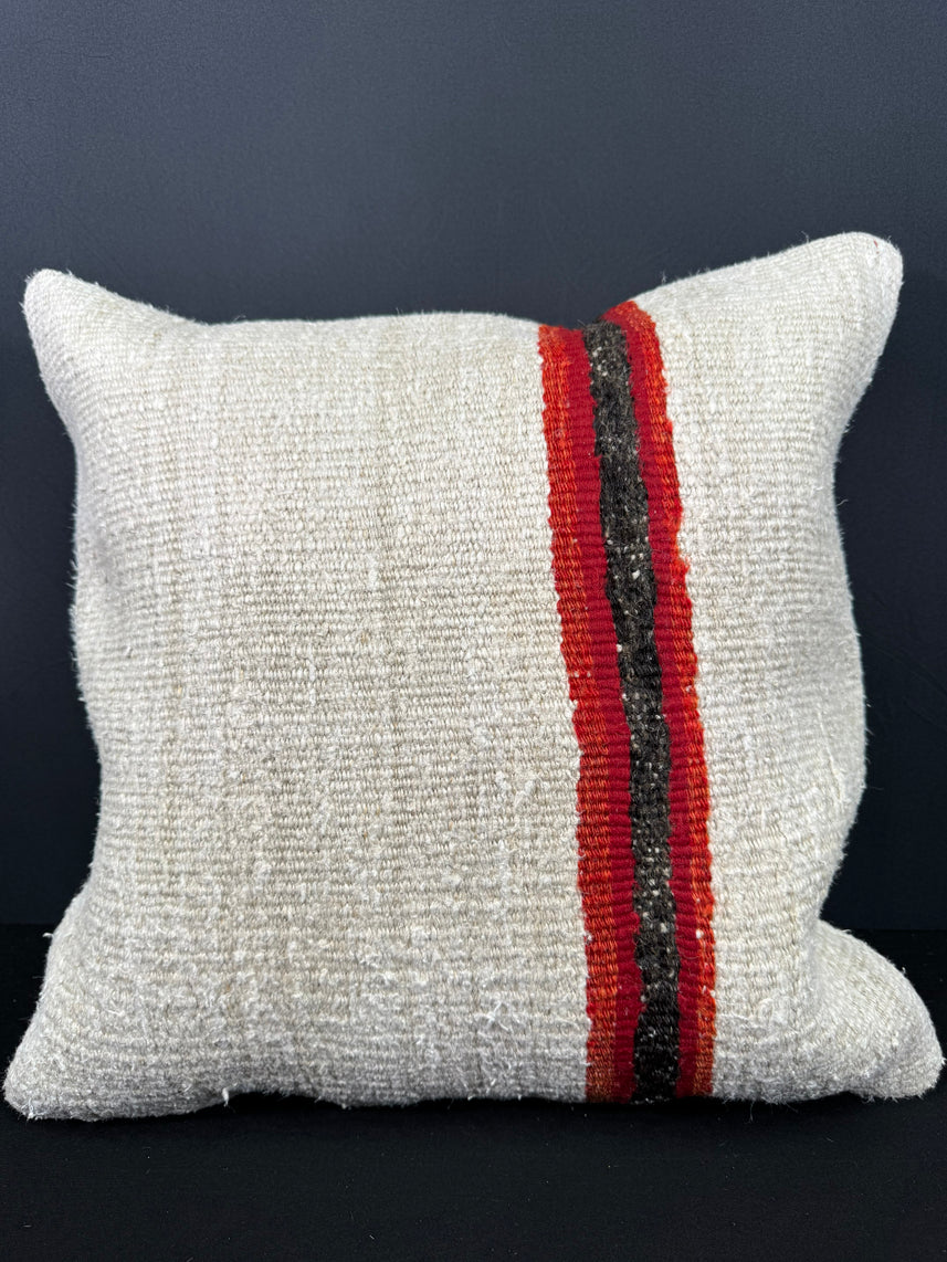 Turkish Hemp Pillow Cushion Natural Beige Red Cushion Cover 20x20 #30584
