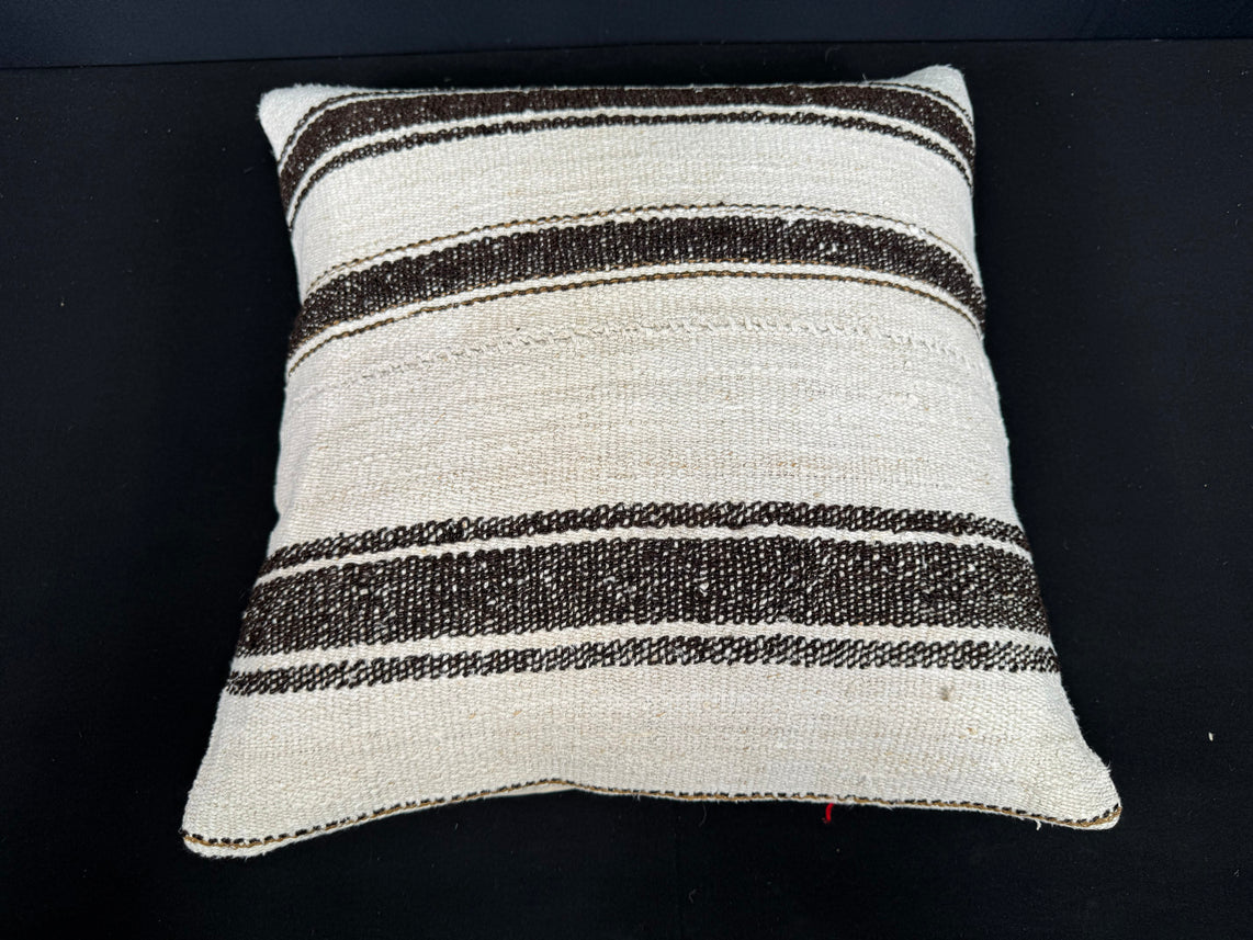 Turkish Hemp Pillow Cushion Natural Beige Black Cushion Cover 20x20 #30667