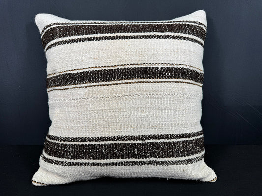 Turkish Hemp Pillow Cushion Natural Beige Black Cushion Cover 20x20 #30667