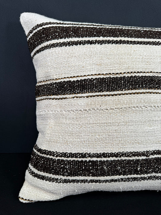 Turkish Hemp Pillow Cushion Natural Beige Black Cushion Cover 20x20 #30667