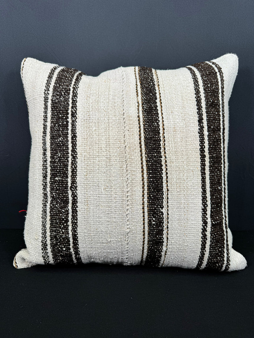 Turkish Hemp Pillow Cushion Natural Beige Black Cushion Cover 20x20 #30667