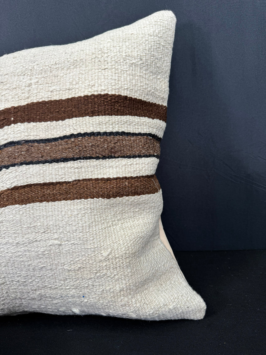 Turkish Hemp Pillow Cushion Natural Beige Brown Cushion Cover 20x20 #30583