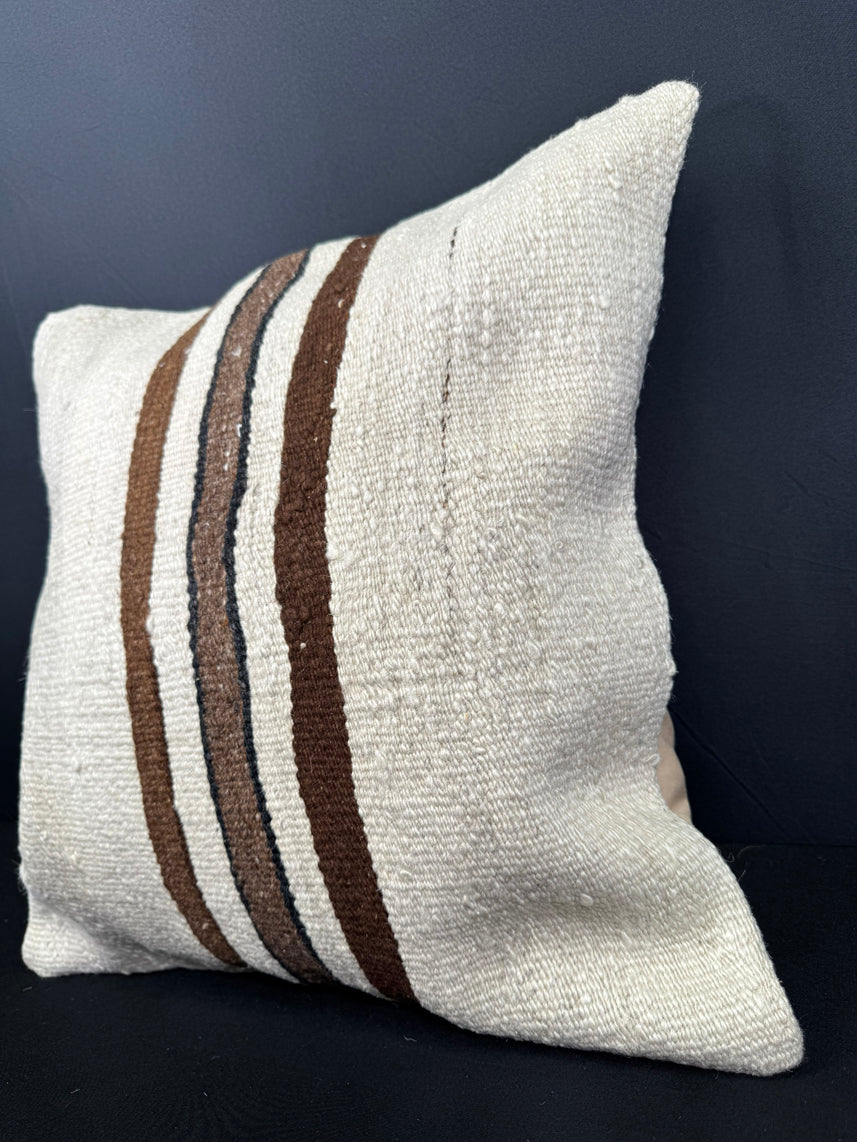 Turkish Hemp Pillow Cushion Natural Beige Brown Cushion Cover 20x20 #30583