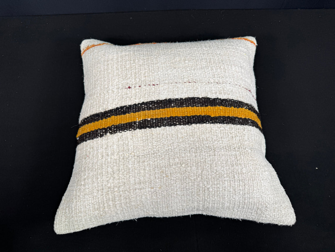 Turkish Hemp Pillow Cushion Natural Beige Orange Cushion Cover 20x20 #30589