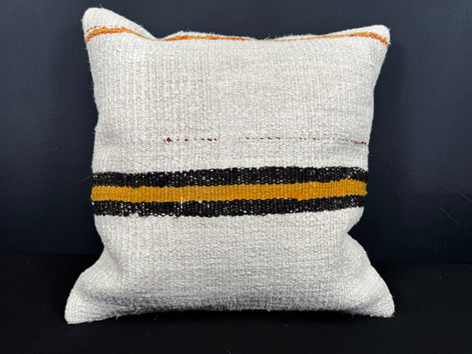 Turkish Hemp Pillow Cushion Natural Beige Orange Cushion Cover 20x20 #30589