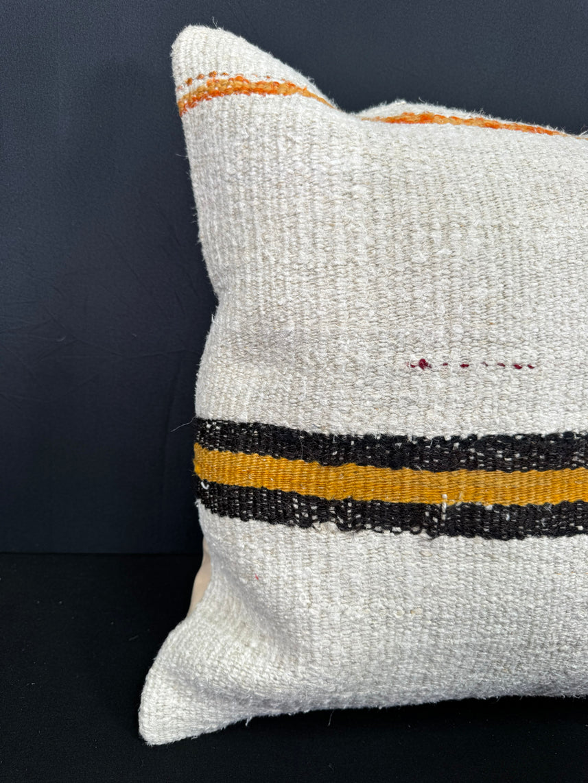 Turkish Hemp Pillow Cushion Natural Beige Orange Cushion Cover 20x20 #30589