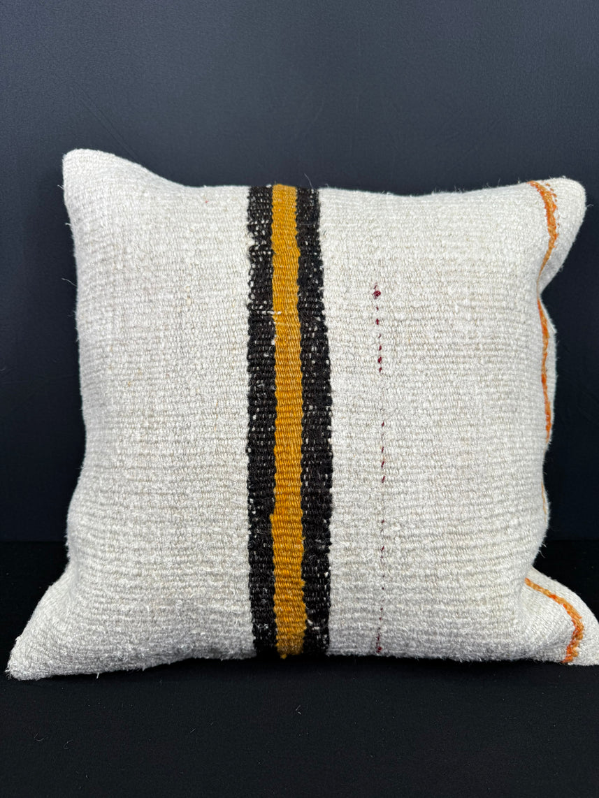 Turkish Hemp Pillow Cushion Natural Beige Orange Cushion Cover 20x20 #30589