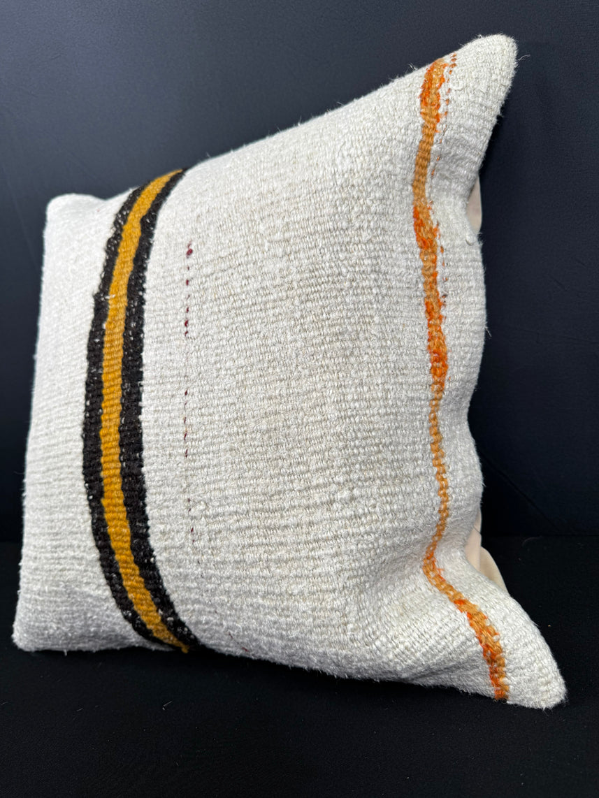 Turkish Hemp Pillow Cushion Natural Beige Orange Cushion Cover 20x20 #30589