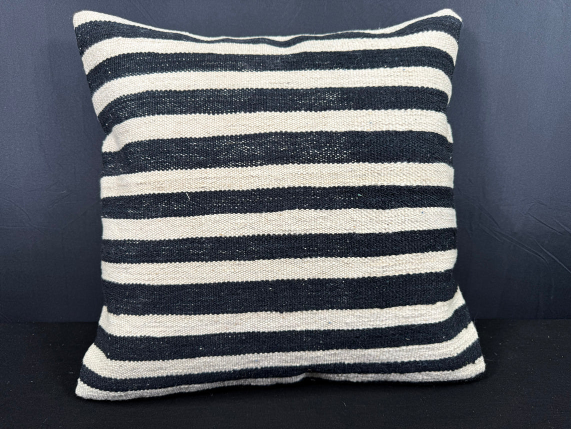 Turkish Hemp Pillow Cushion Natural Beige Black Cushion Cover 20x20 #30662