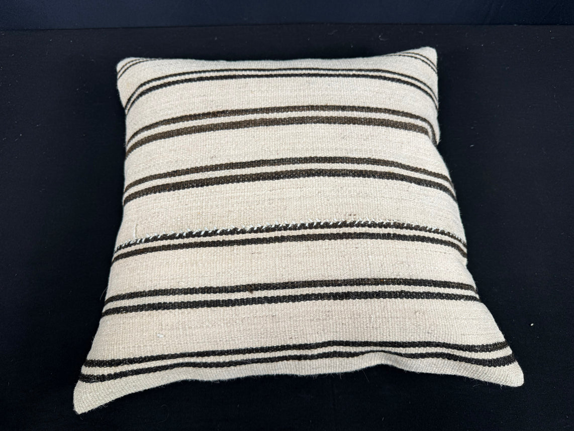 Turkish Hemp Pillow Cushion Natural Beige Black Cushion Cover 20x20 #30666