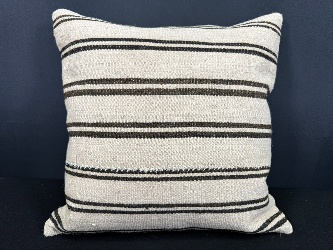 Turkish Hemp Pillow Cushion Natural Beige Black Cushion Cover 20x20 #30666
