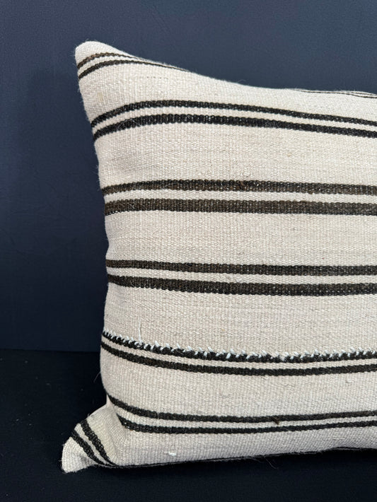 Turkish Hemp Pillow Cushion Natural Beige Black Cushion Cover 20x20 #30666