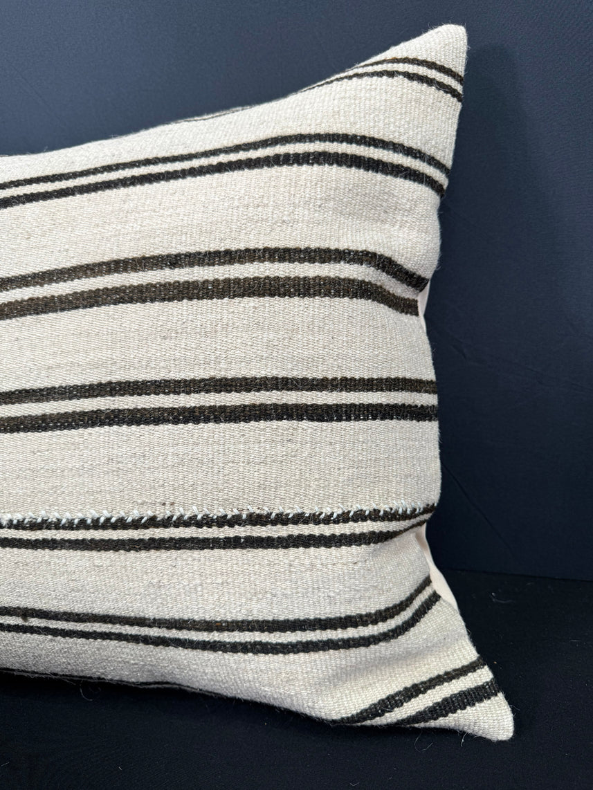 Turkish Hemp Pillow Cushion Natural Beige Black Cushion Cover 20x20 #30666