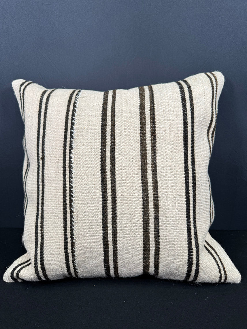 Turkish Hemp Pillow Cushion Natural Beige Black Cushion Cover 20x20 #30666