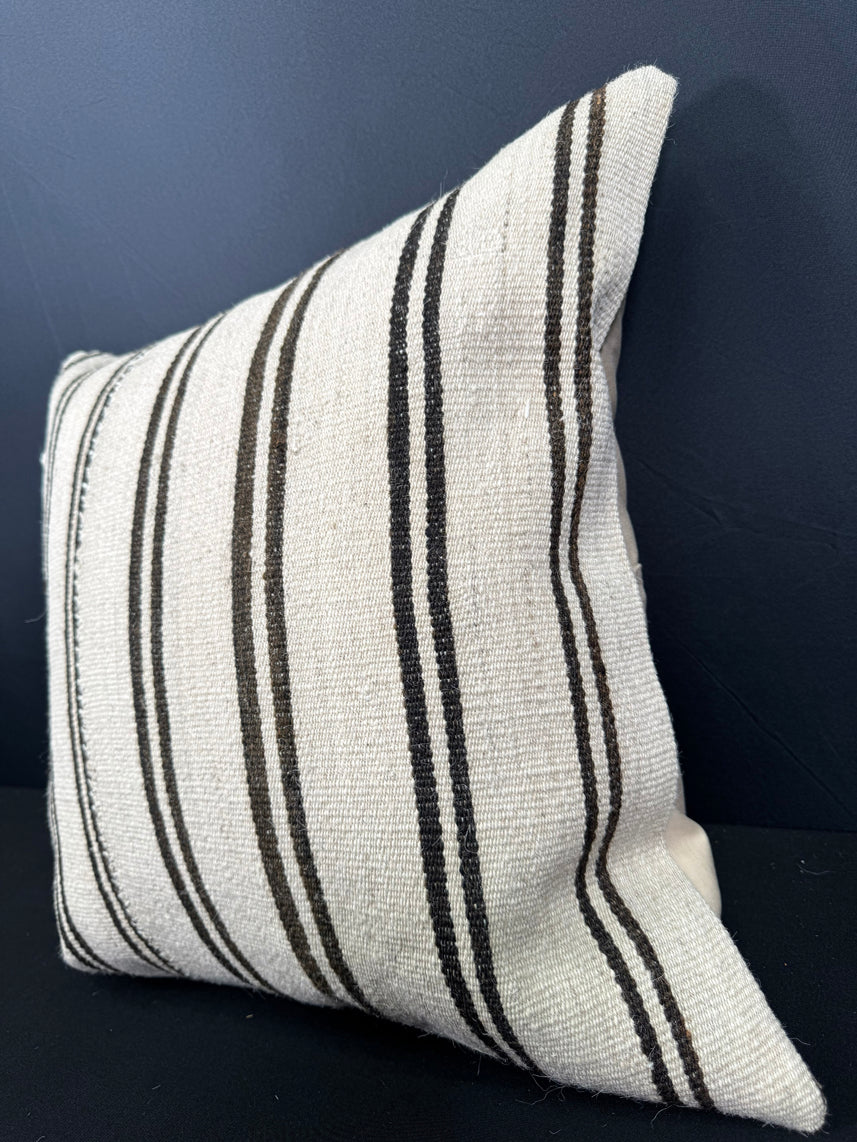 Turkish Hemp Pillow Cushion Natural Beige Black Cushion Cover 20x20 #30666
