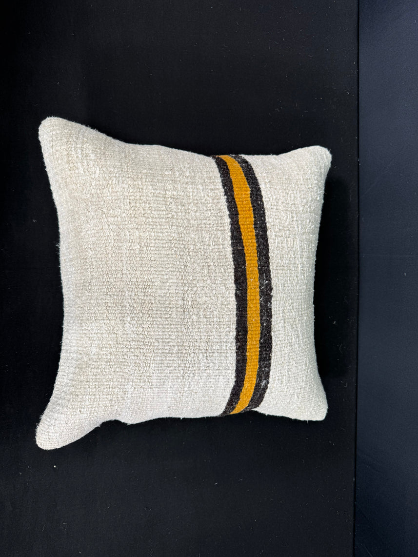 Turkish Hemp Pillow Cushion Natural Beige Black Cushion Cover 20x20 #30590