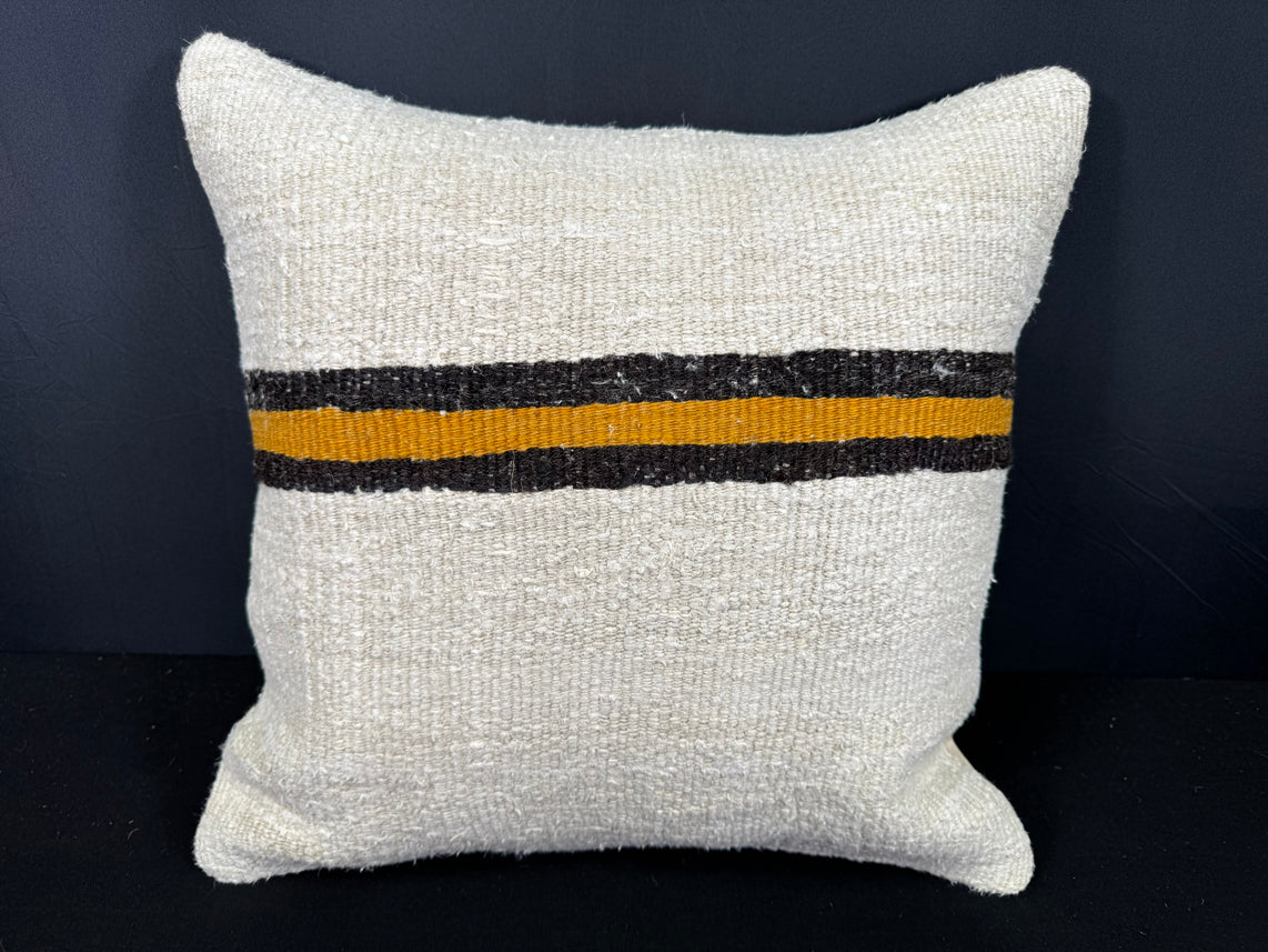 Turkish Hemp Pillow Cushion Natural Beige Black Cushion Cover 20x20 #30590