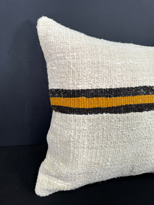 Turkish Hemp Pillow Cushion Natural Beige Black Cushion Cover 20x20 #30590