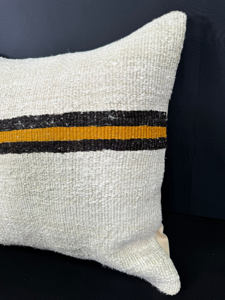 Turkish Hemp Pillow Cushion Natural Beige Black Cushion Cover 20x20 #30590