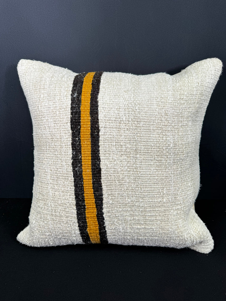 Turkish Hemp Pillow Cushion Natural Beige Black Cushion Cover 20x20 #30590