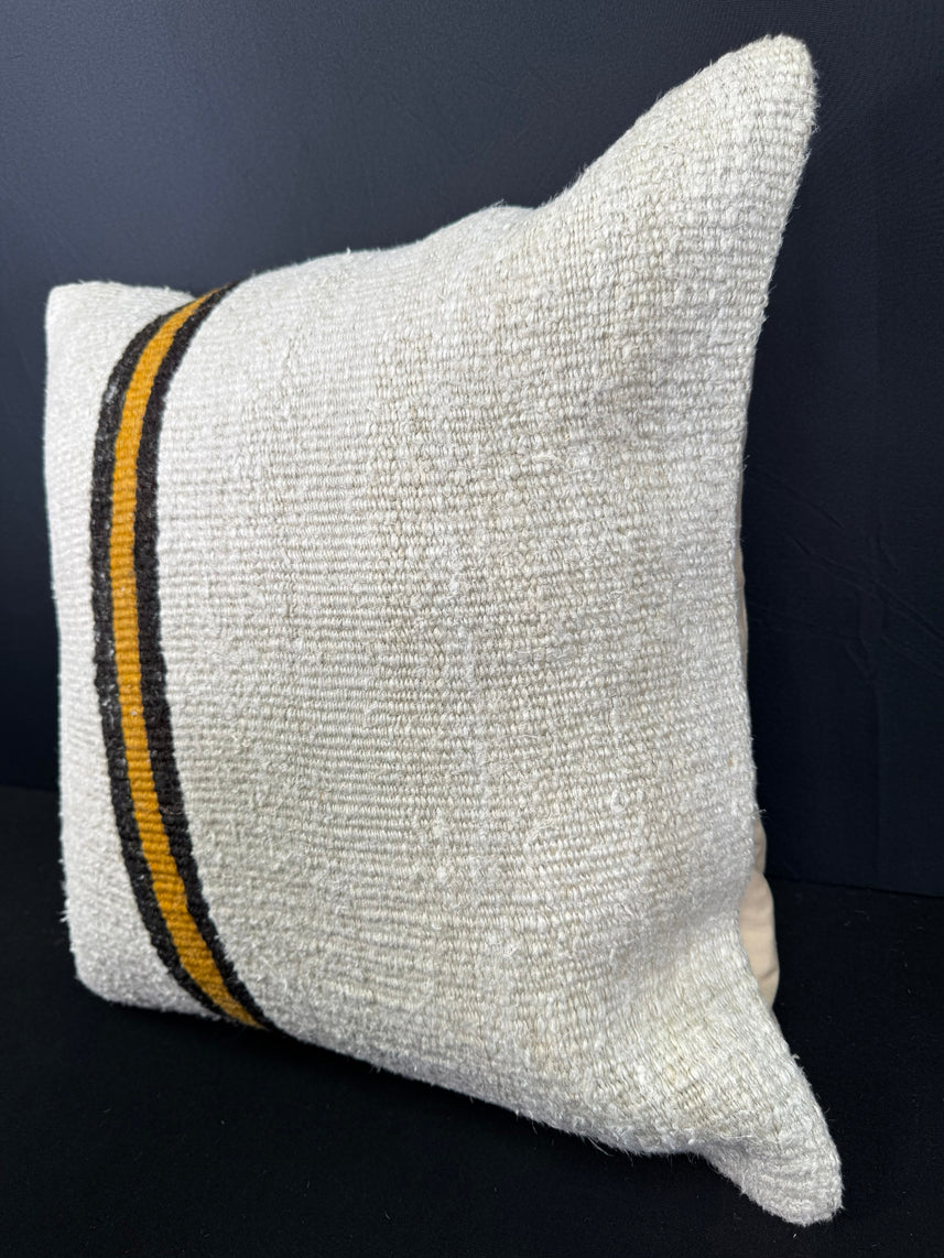 Turkish Hemp Pillow Cushion Natural Beige Black Cushion Cover 20x20 #30590