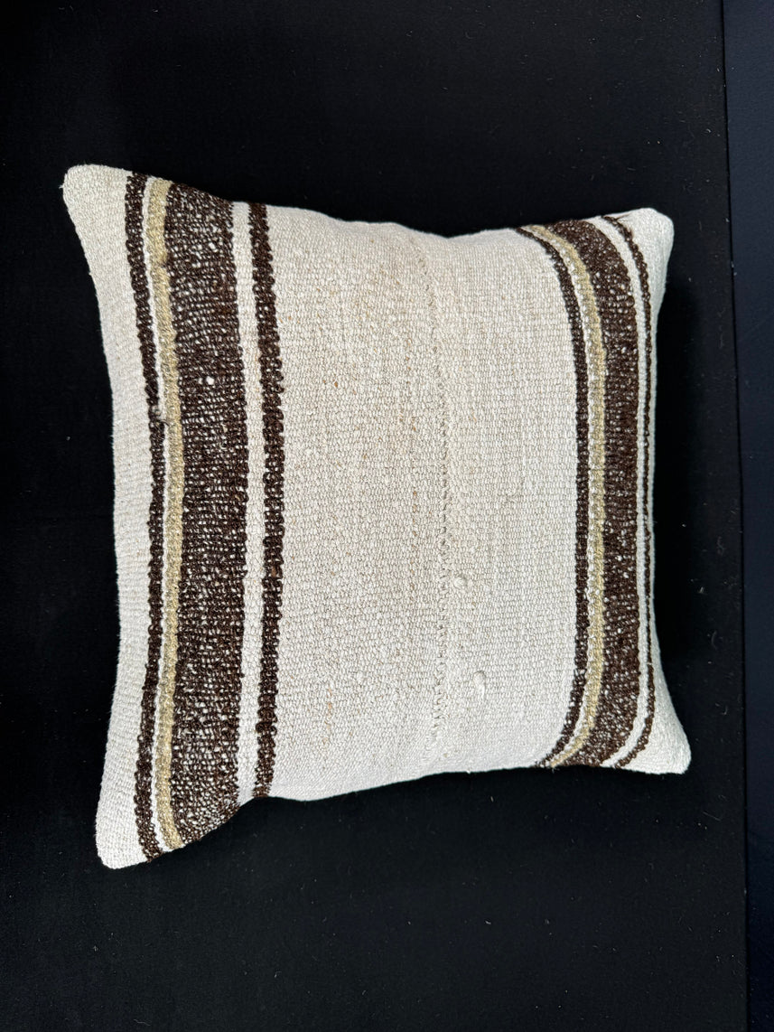 Turkish Hemp Pillow Cushion Natural Beige Brown Cushion Cover 20x20 #30659