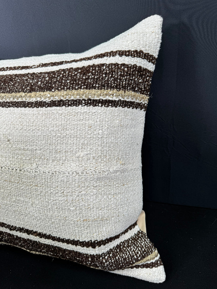 Turkish Hemp Pillow Cushion Natural Beige Brown Cushion Cover 20x20 #30659