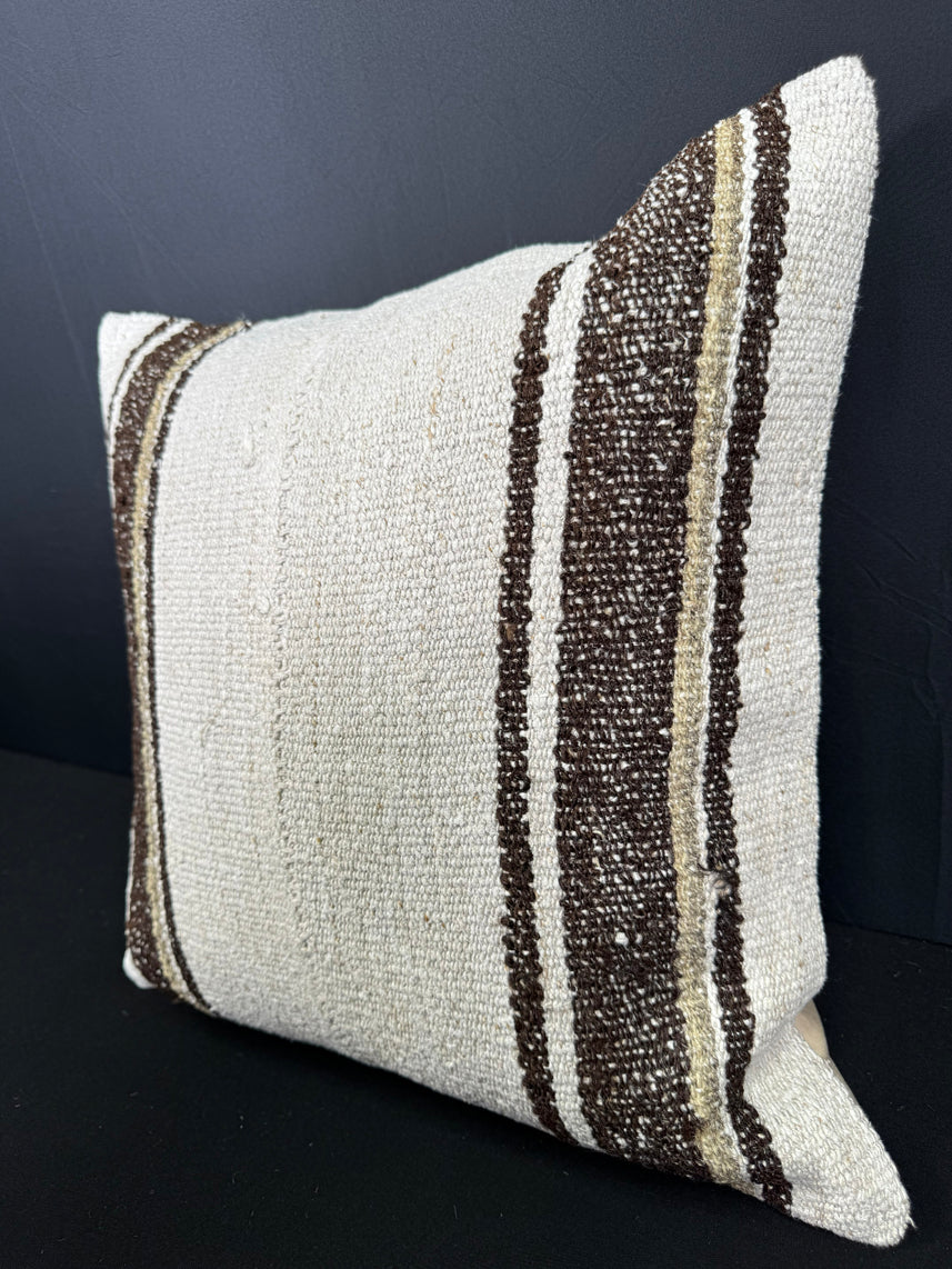 Turkish Hemp Pillow Cushion Natural Beige Brown Cushion Cover 20x20 #30659