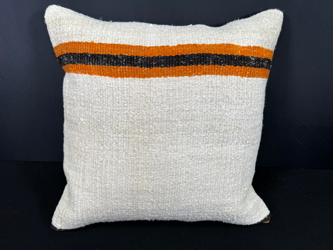 Turkish Hemp Pillow Cushion Natural Beige Orange Cushion Cover 20x20 #30626