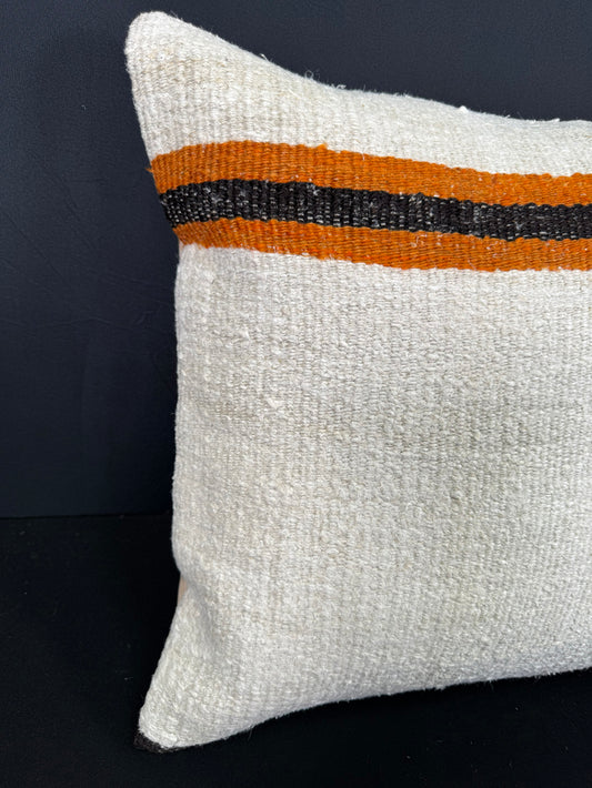 Turkish Hemp Pillow Cushion Natural Beige Orange Cushion Cover 20x20 #30626