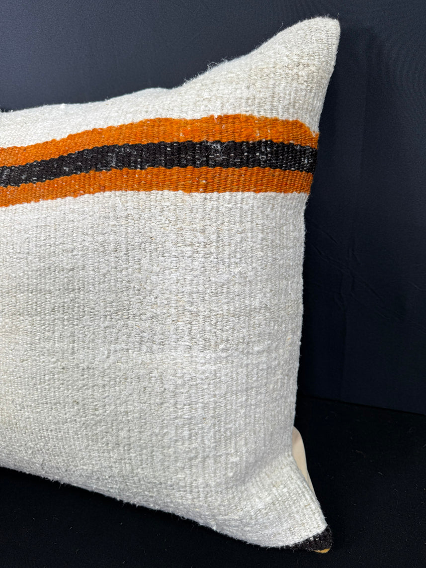 Turkish Hemp Pillow Cushion Natural Beige Orange Cushion Cover 20x20 #30626