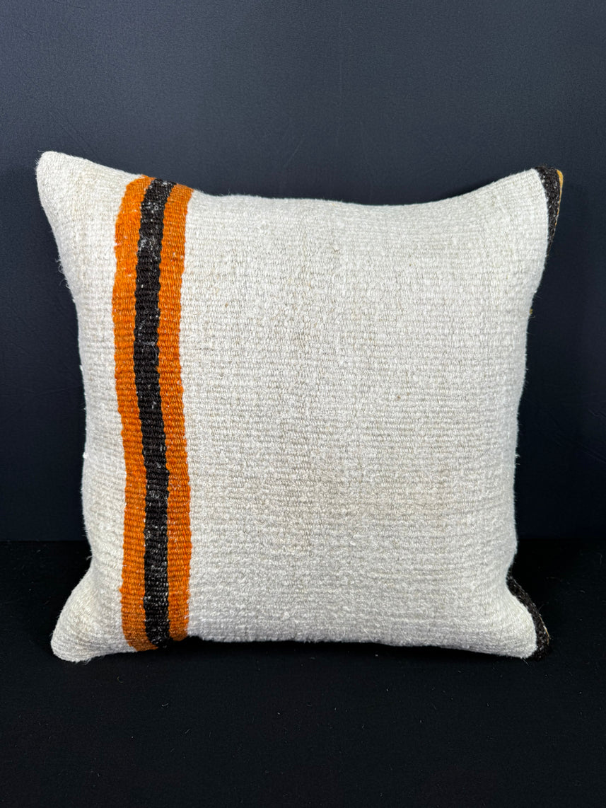 Turkish Hemp Pillow Cushion Natural Beige Orange Cushion Cover 20x20 #30626