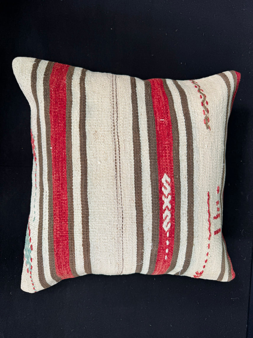 Turkish Hemp Pillow Cushion Natural Beige Red Cushion Cover 20x20 #30602