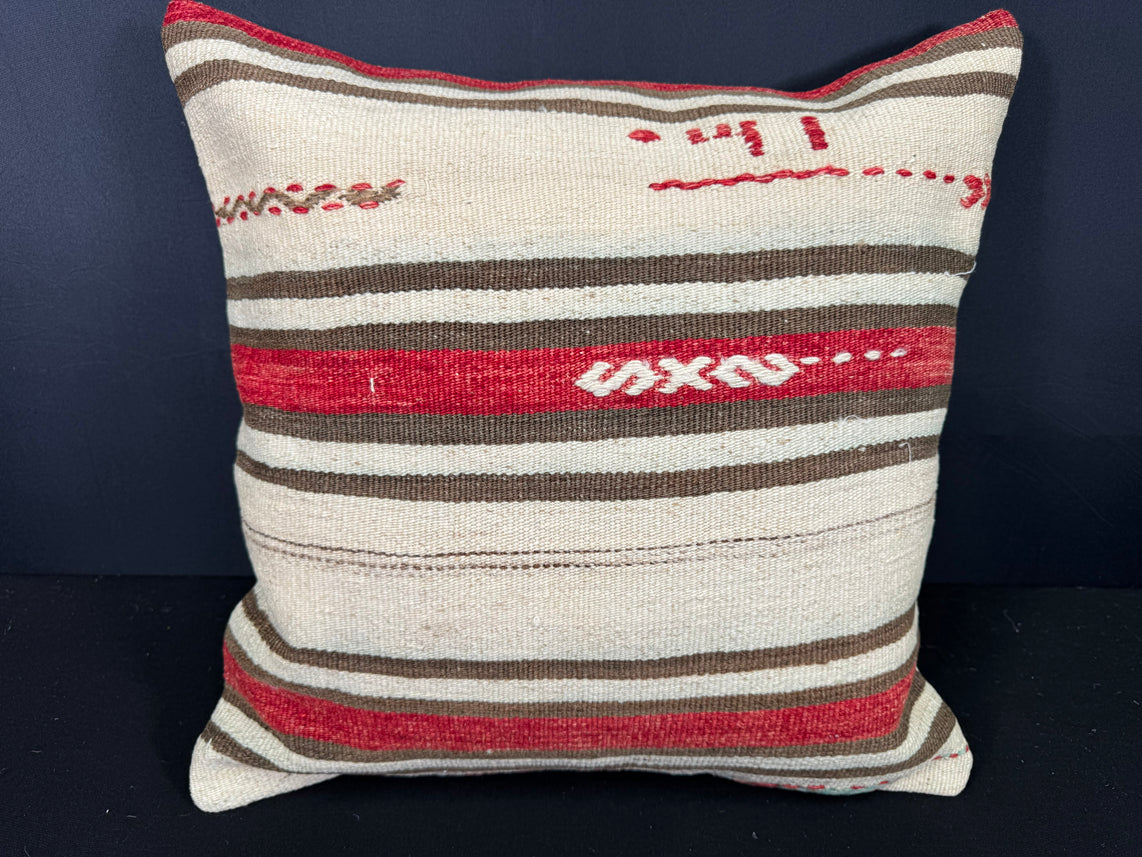 Turkish Hemp Pillow Cushion Natural Beige Red Cushion Cover 20x20 #30602