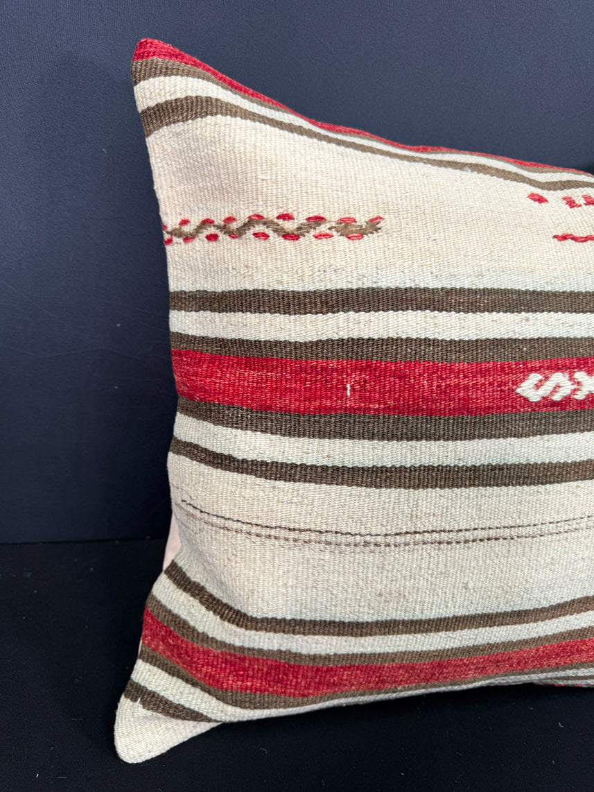 Turkish Hemp Pillow Cushion Natural Beige Red Cushion Cover 20x20 #30602