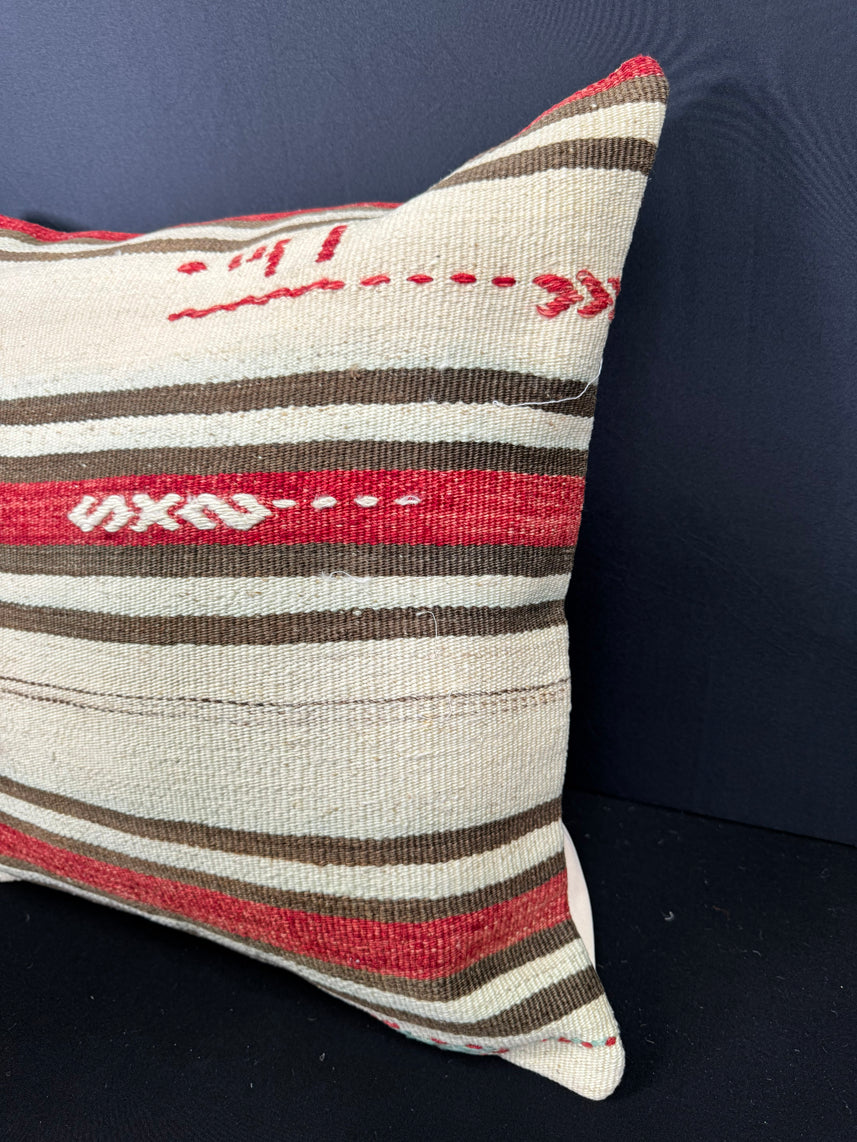 Turkish Hemp Pillow Cushion Natural Beige Red Cushion Cover 20x20 #30602
