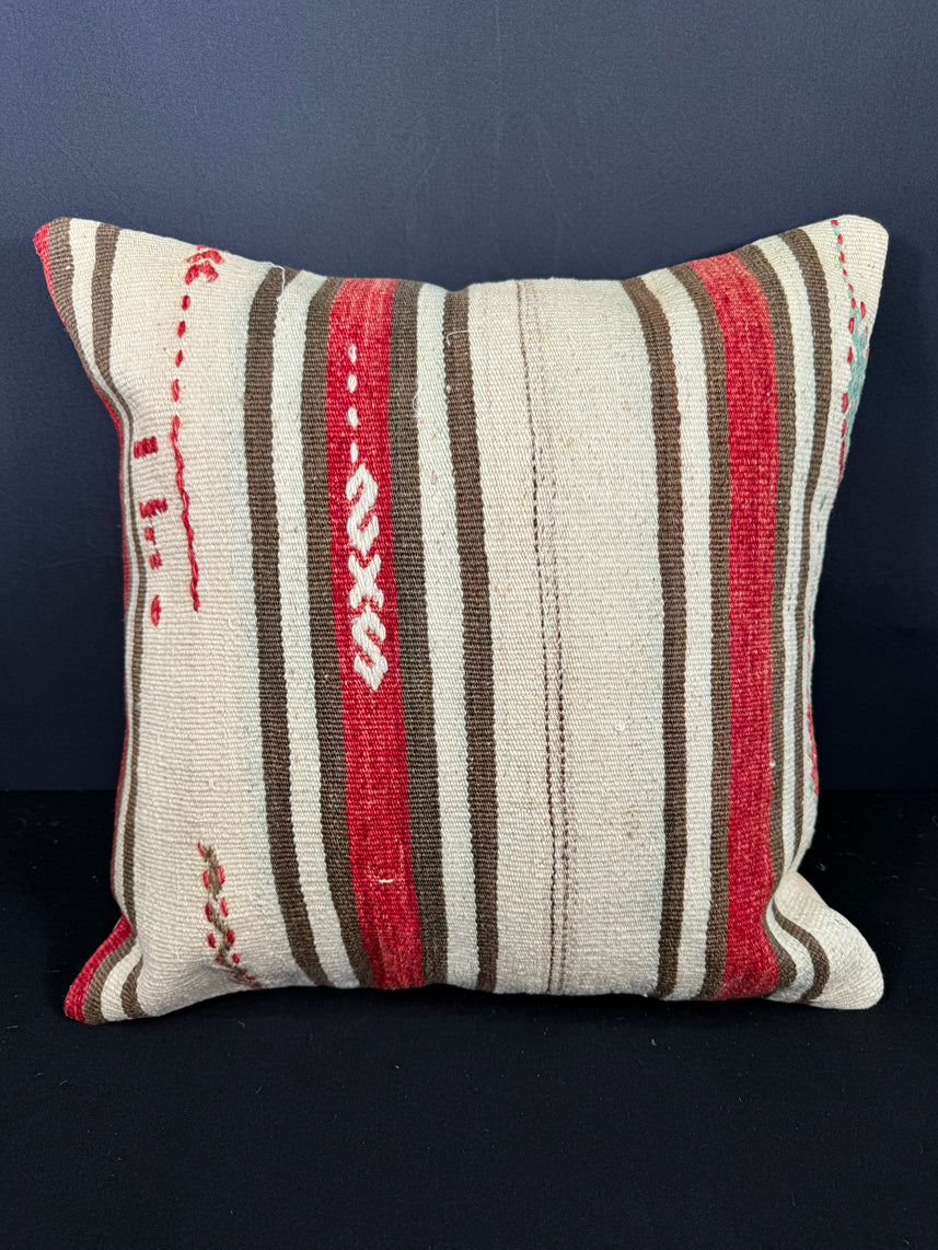 Turkish Hemp Pillow Cushion Natural Beige Red Cushion Cover 20x20 #30602