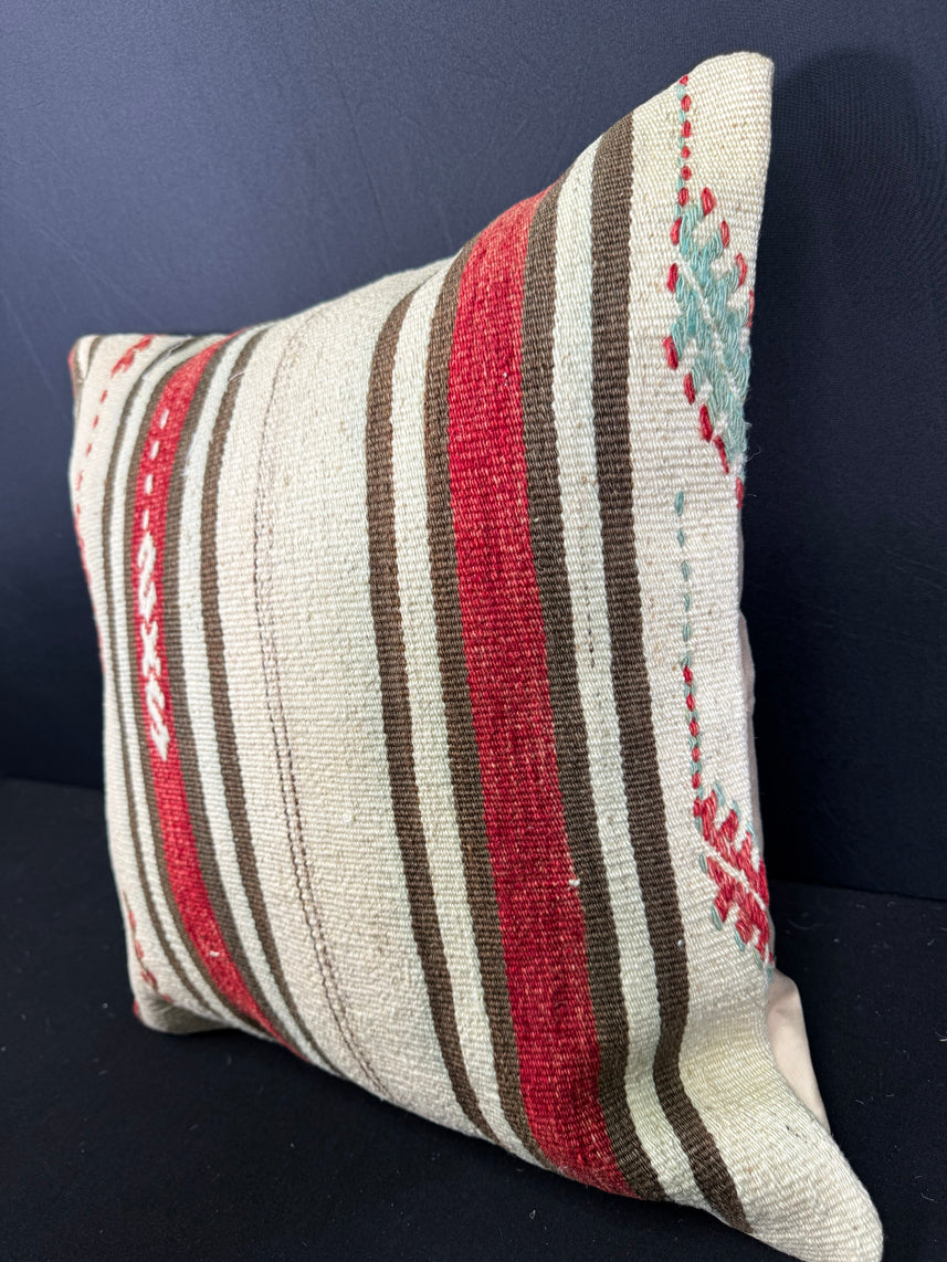 Turkish Hemp Pillow Cushion Natural Beige Red Cushion Cover 20x20 #30602