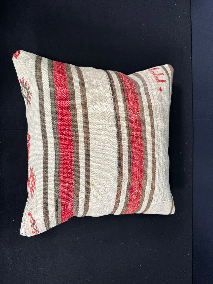 Turkish Hemp Pillow Cushion Natural Beige Red Cushion Cover 20x20 #30608