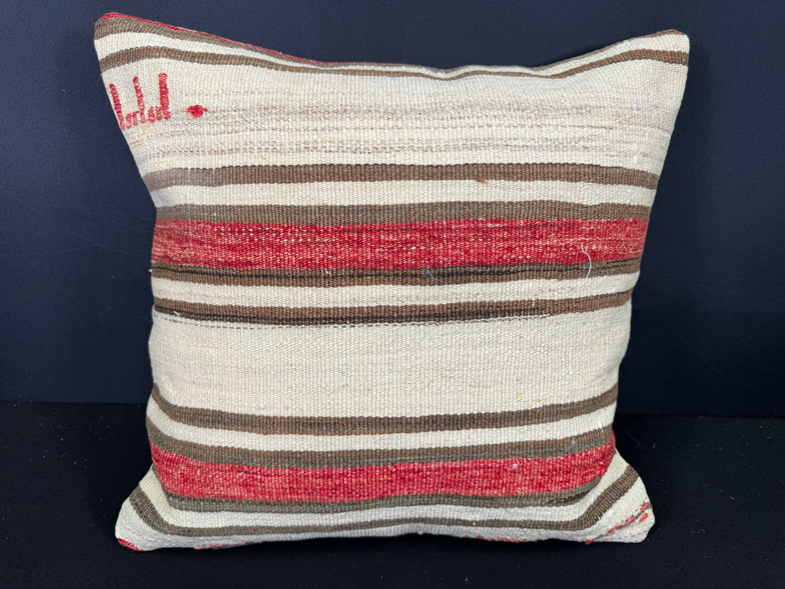 Turkish Hemp Pillow Cushion Natural Beige Red Cushion Cover 20x20 #30608