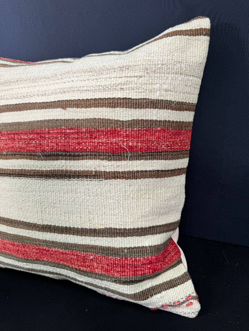 Turkish Hemp Pillow Cushion Natural Beige Red Cushion Cover 20x20 #30608